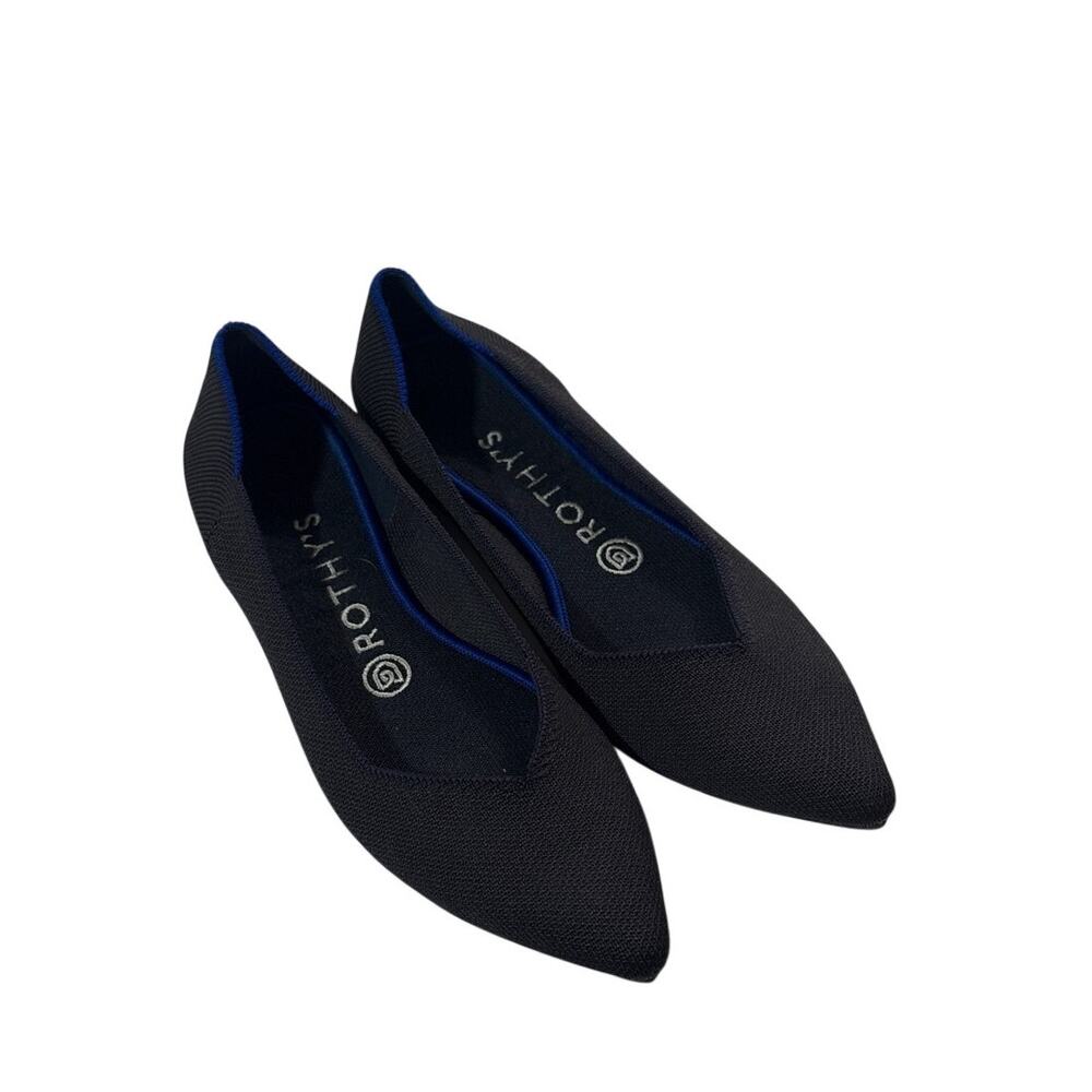 Rothy's Women 7 The Point II Black Ballet Flats Slip On Pointed Toe Shoes Office